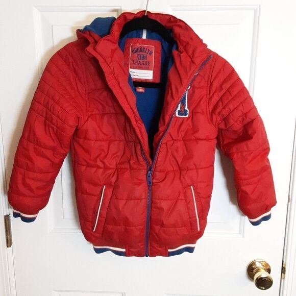 Brooklyn League NYC Boys Red/Navy Fleece-lined Coat sz 7-8 - Picture 6 of 8